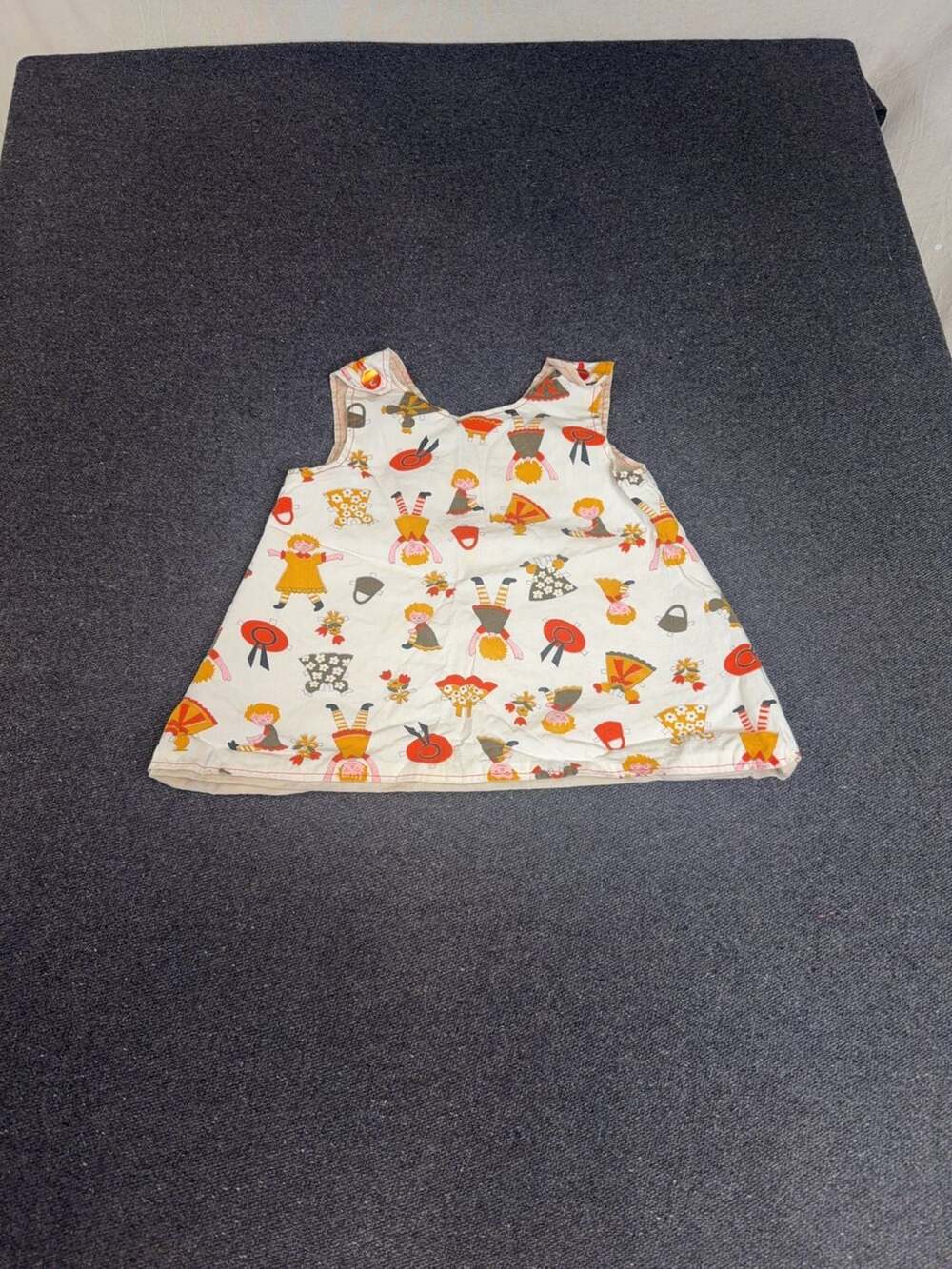 Vintage Paper Doll Print Sleeveless Toddler Dress